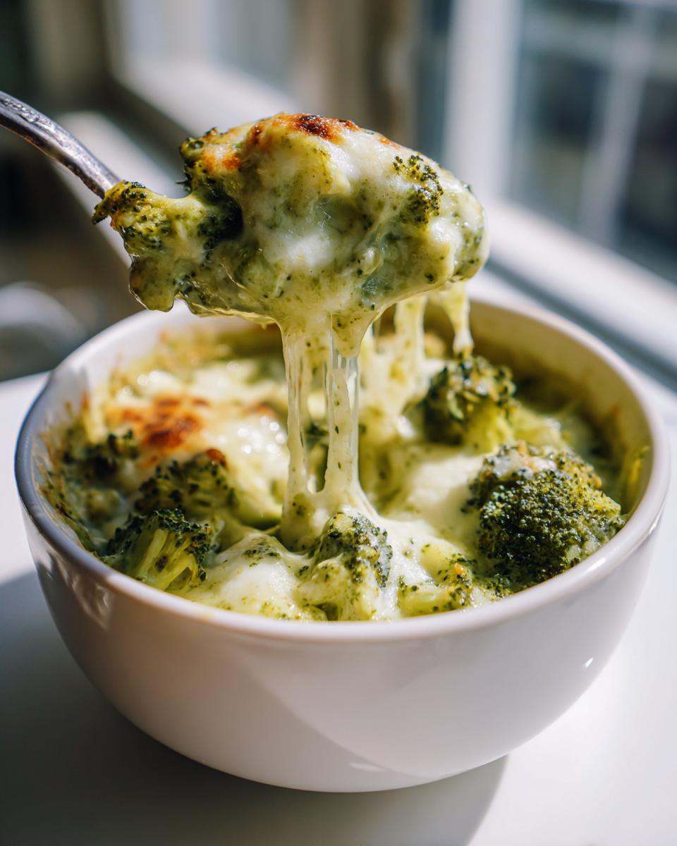 A spoonful of Panera broccoli cheddar soup overflowing with melted cheese.