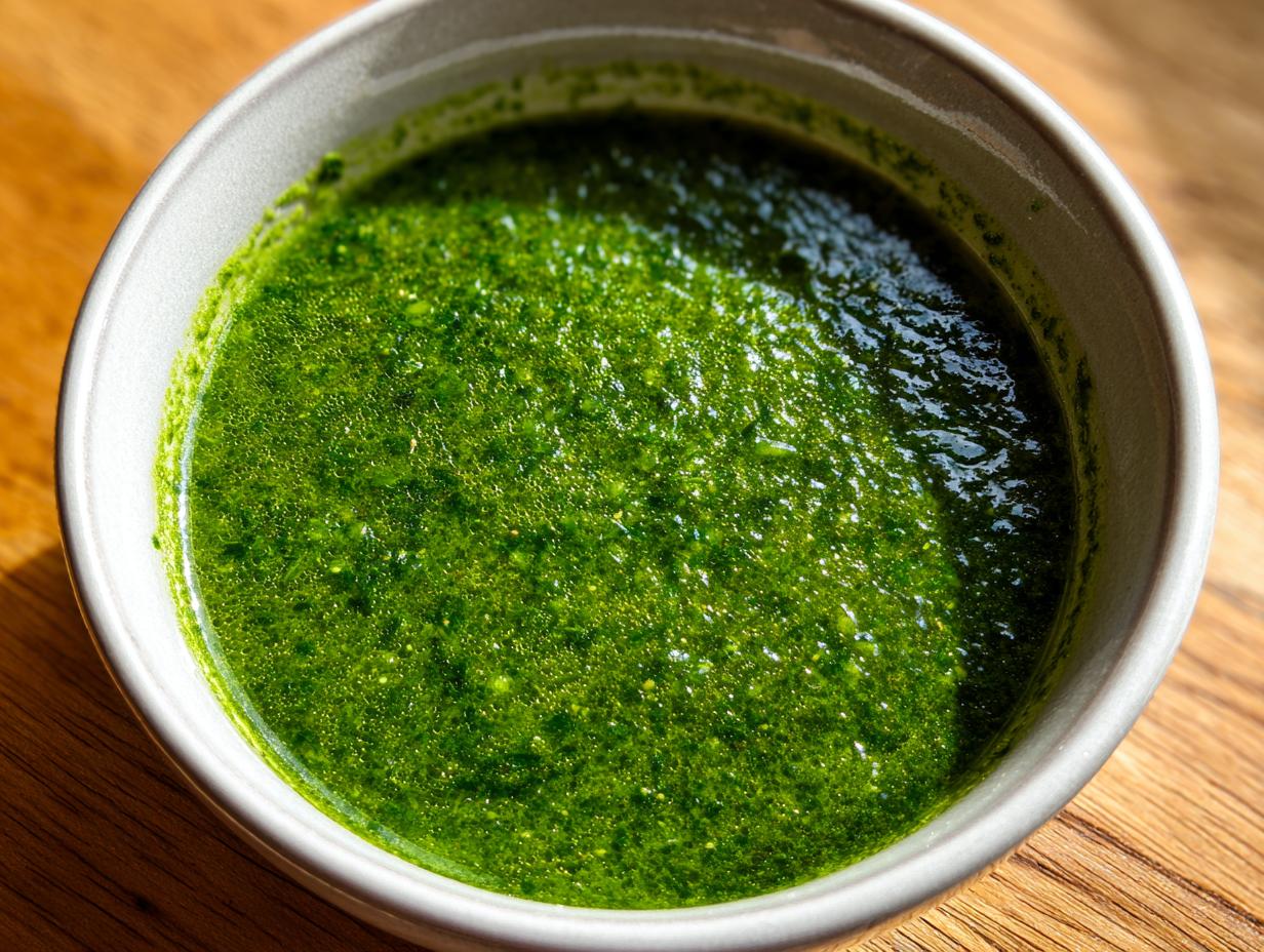 Close-up of a bowl filled with vibrant, creamy spinach soup, showing its rich green color and texture.