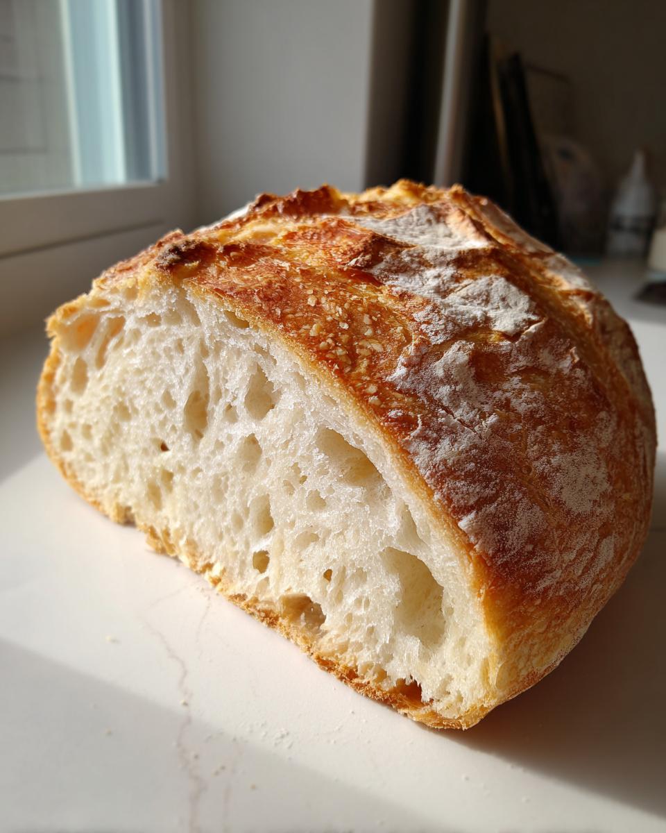 Cross-section view showing the airy, open crumb structure of a freshly baked Italian bread loaf.