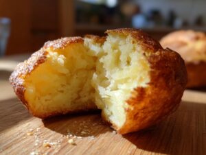 Close-up of an air fryer baked potato split open, showing the fluffy, steamy interior and golden-brown skin.