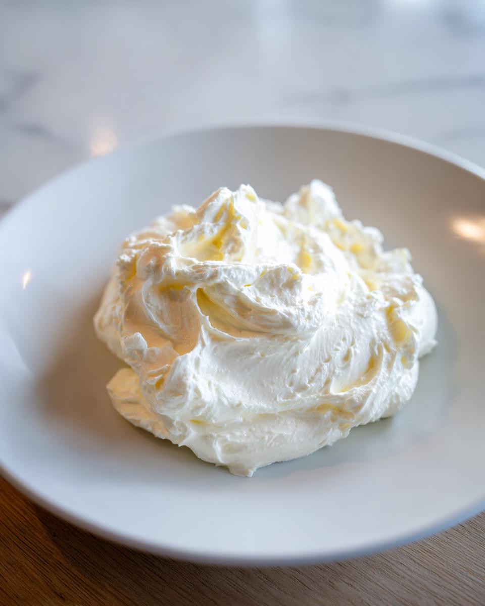 A dollop of thick, white, freshly whipped creamy horseradish sauce served in a white bowl.