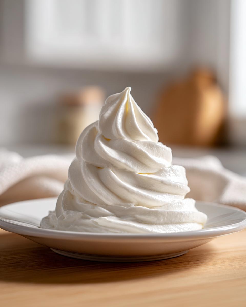 A tall, perfectly piped swirl of thick, white creamy horseradish sauce on a small white plate.